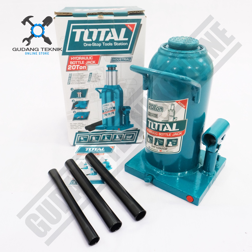 Dongkrak Botol 20 Ton TOTAL THT109202 / Hydraulic Jack 20T TOTAL - Dongkrak Hidrolik THT 109202