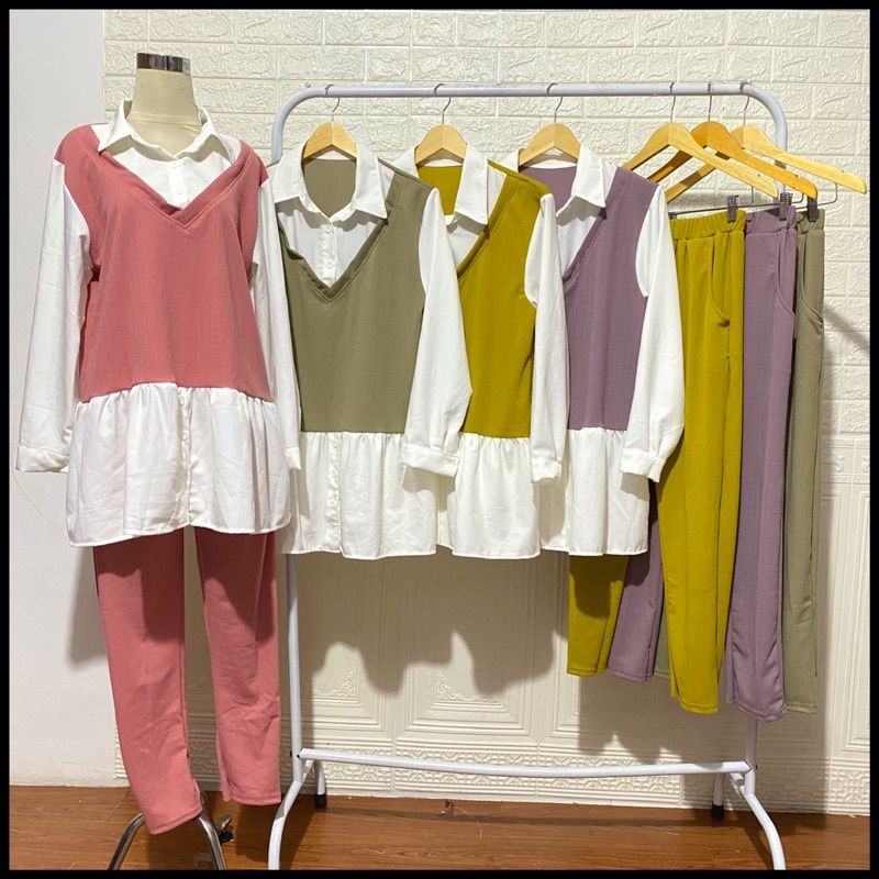 tunik setcel setelan YOLA BAHAN SYAKILA