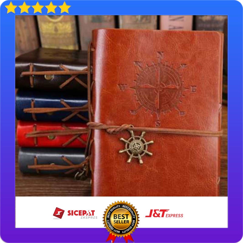 

Buku Catatan Binder Kulit Retro Compass Kertas A6 - Notes Buku Catatan