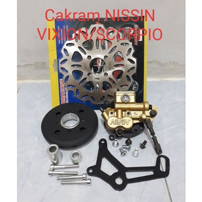 Cakram Belakang set RIDE IT & Nissin Vixion old byson Scorpio Paket Disc Piringan Adaptor Master rem