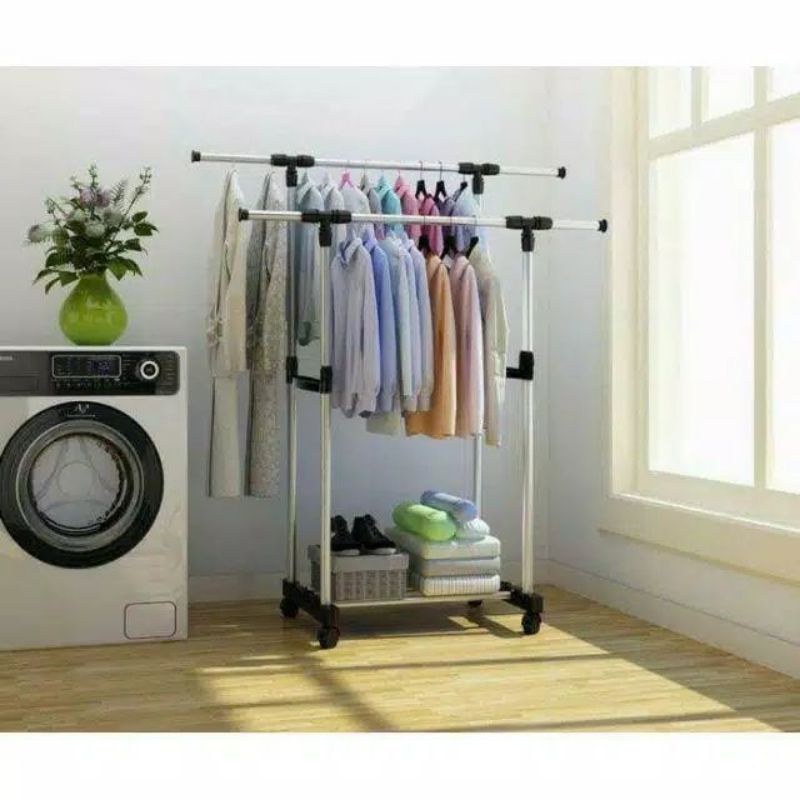 Double Pole / Single Pole/Gantungan Baju / Stand Hanger Double