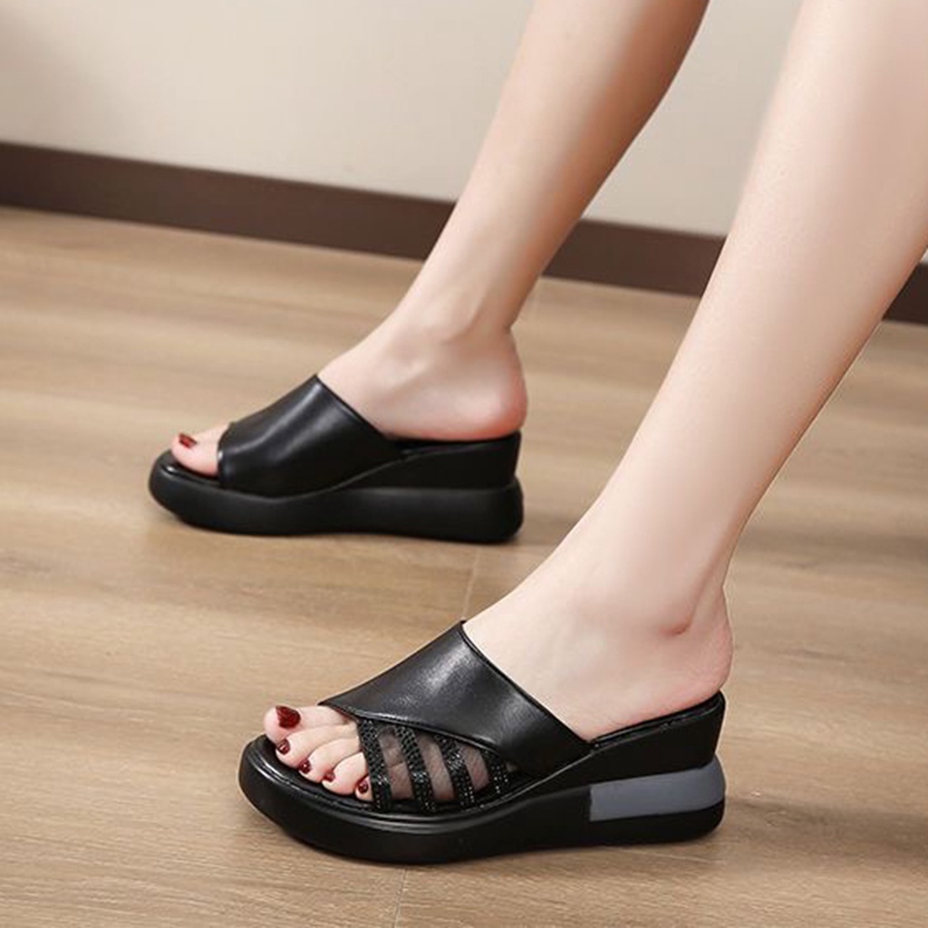 Sandal Wanita Tinggi Cantik Original Sandal Cewek Wedges Import Kualitas Bagus Pelajar Hangout Kekinian