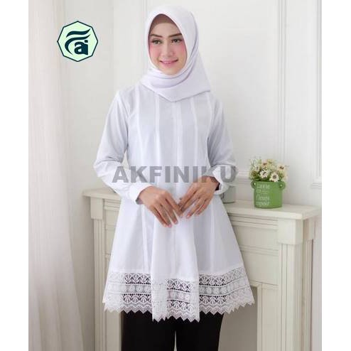 Tunik Baju Putih / Atasan Putih Tunik / Baju Wanita Renda