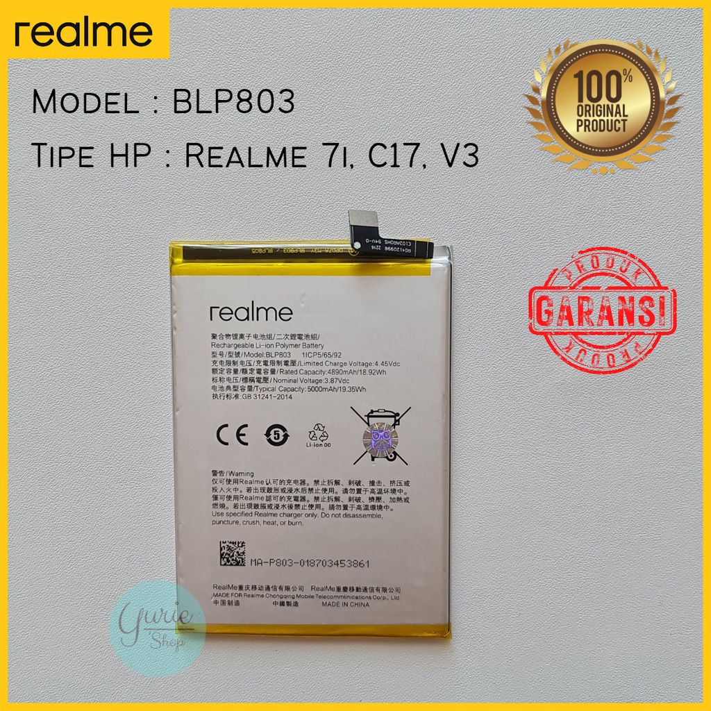 BATERAI BATTERY BATRE REALME 7i C17 V3 BLP803 BLP-803 ORIGINAL