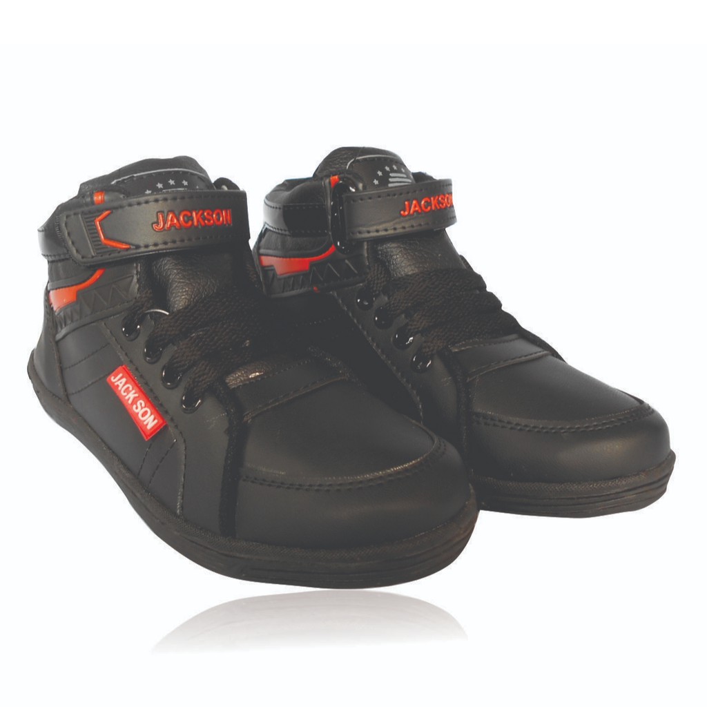 Sepatu Sekolah Trendi Anak Perempuan/Laki-laki Boot Jackson Hitam sol sepatu Hitam Tali