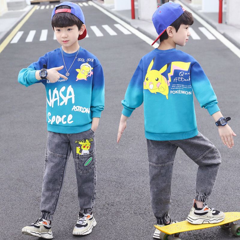 (LOLI-JKT) BOY-65 SET ANAK COWOK MODEL NASA PIKACHU SIZE 110-160