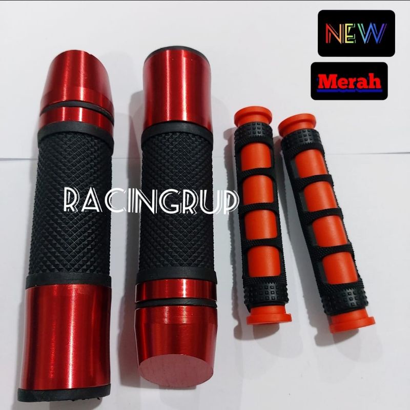 HAND GRIP HAND FAT KITACO RIZOMA JALU MIRING FULL CNC PLUS DENGAN KARET HANDLE RED