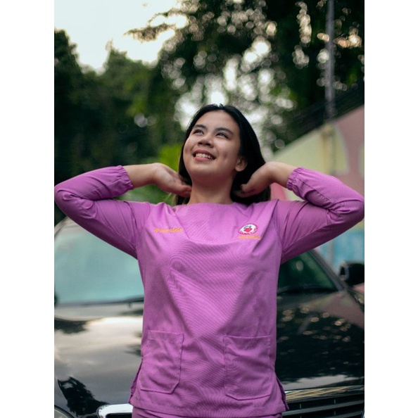 baju oka lengan panjang kerut + bordir sebaris