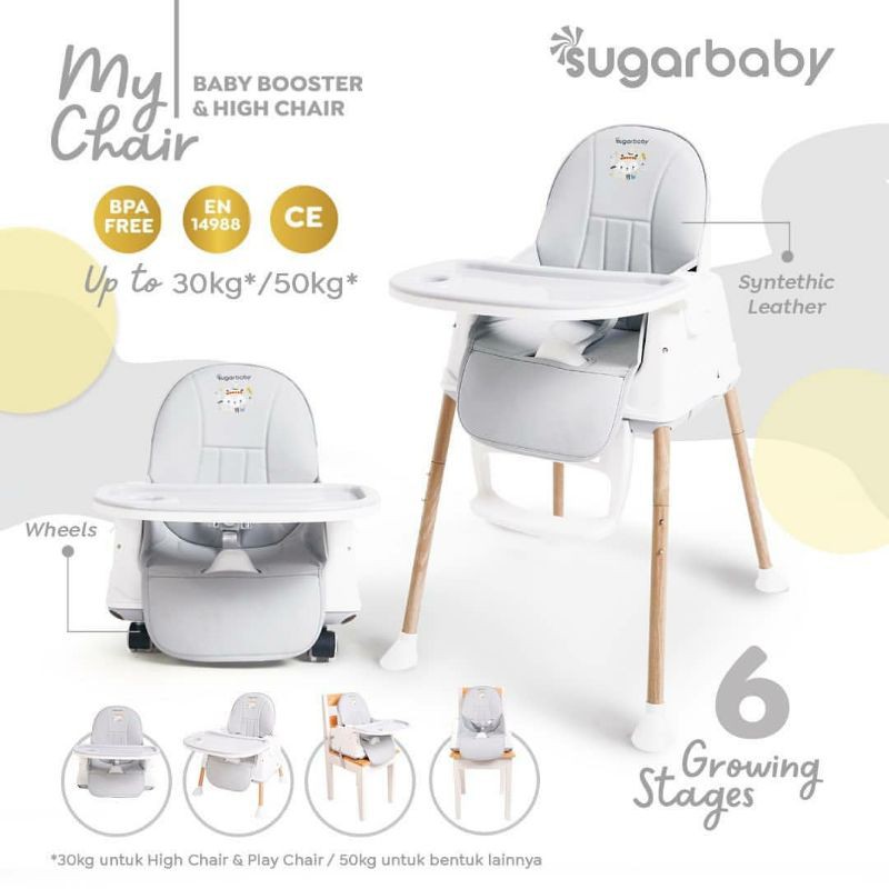 Sugarbaby My Chair (Baby Booster &amp; High Chair) : 6 Growing Stages KURSI MAKAN BAYI SUGAR BABY MY CHAIR BABY BOOSTER HIGH CHAIR SUGARBABY 6 POSISI KURSI Makan sugarbaby  Space Baby Hello Bear Meja Makan Bayi Fun Chair High Chai