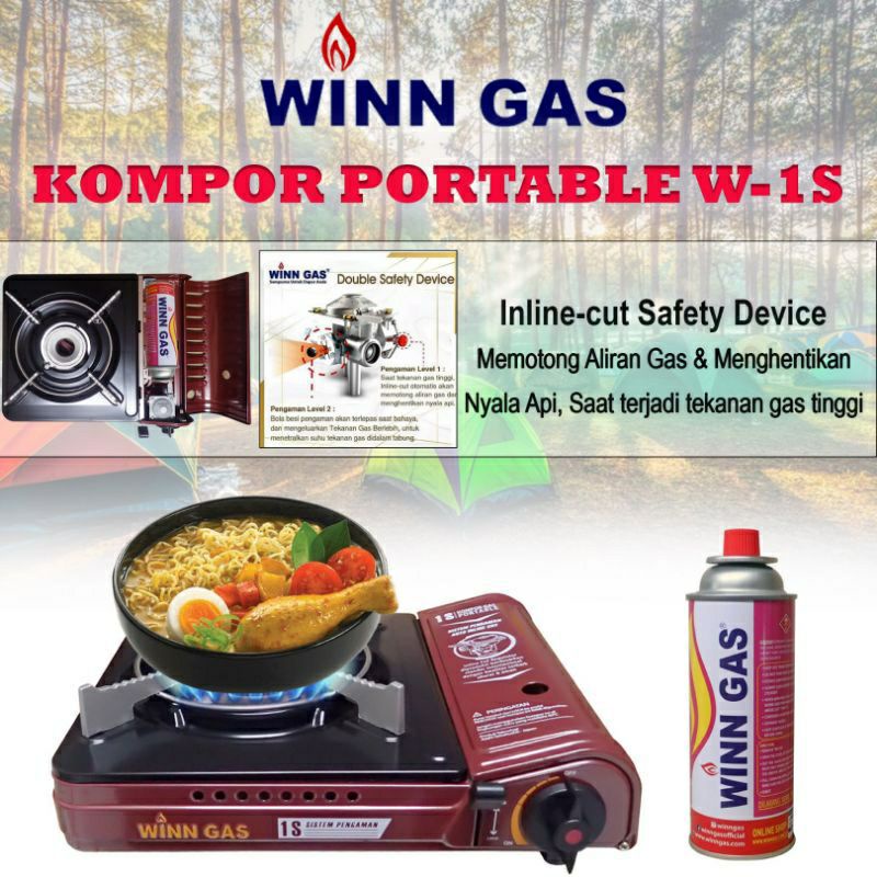 kompor portable winn gas W 1S ,  2S / kompor winn gas portable +  koper