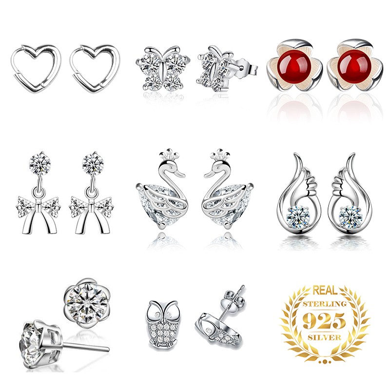 925 anting-anting perak murni, Busana sederhana, Anting-Anting wanita, Perhiasan Fashion Korea, Aksesoris telinga ED004