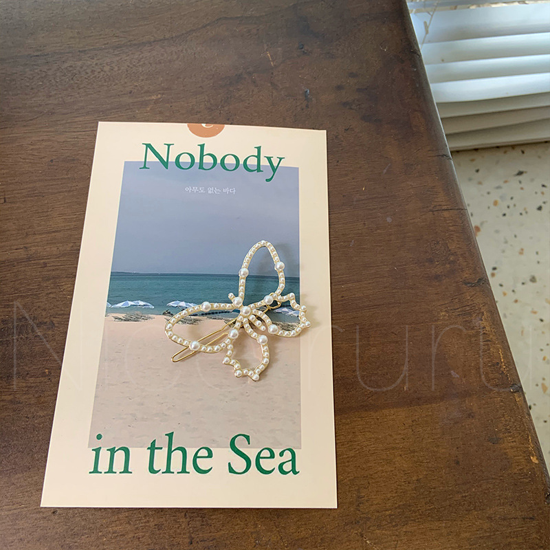 Pearl Kupu-kupu Jepit Rambut Sederhana Hairpin Sisi Klip Gadis Korea Aksesoris Rambut