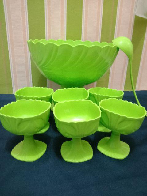 Tempat Wadah Es Buah Set Golden Sunkist - Mangkok Set Gelas Es Krim