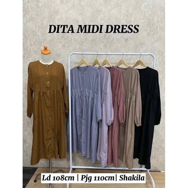 FLASH SALE DITA MIDI DRESS SHAKILA IMPORT LONG TUNIK MUSLIM