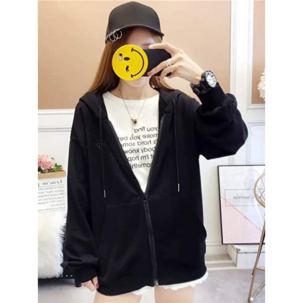 Jaket Hoodie sweater oversize pakaian pria wanita Outerwear Korean Style SUPER ZIPPER FJ725