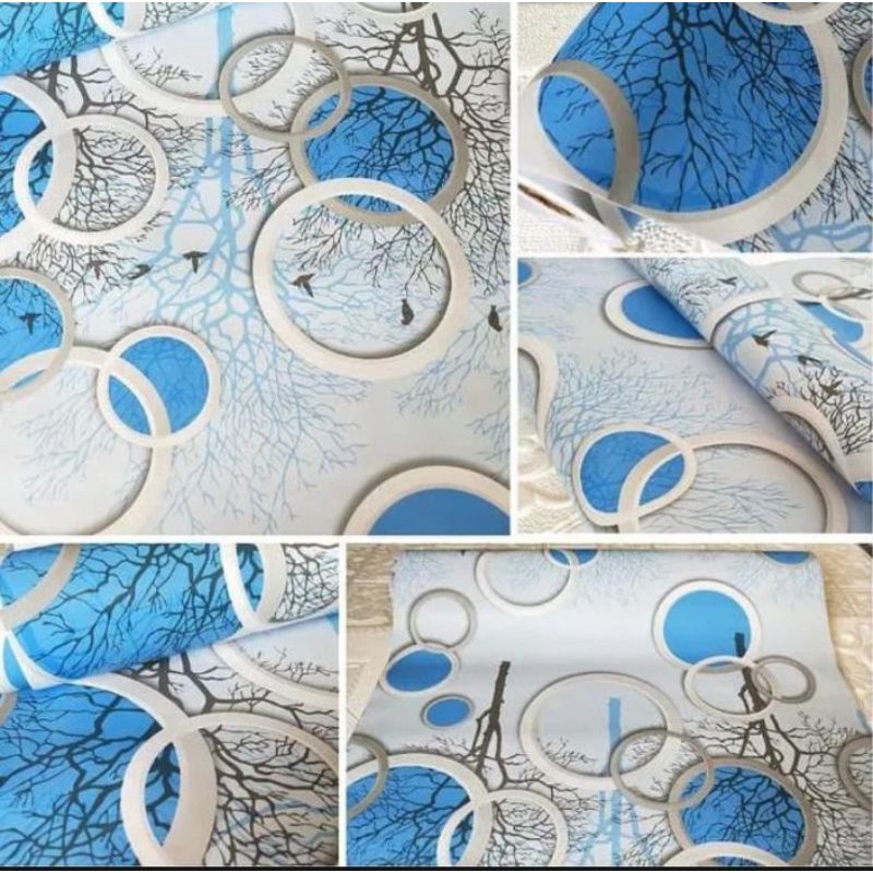 [COD]Wallpaper Sticker Dinding Motif Polkadot Biru gh197-2/cy1184