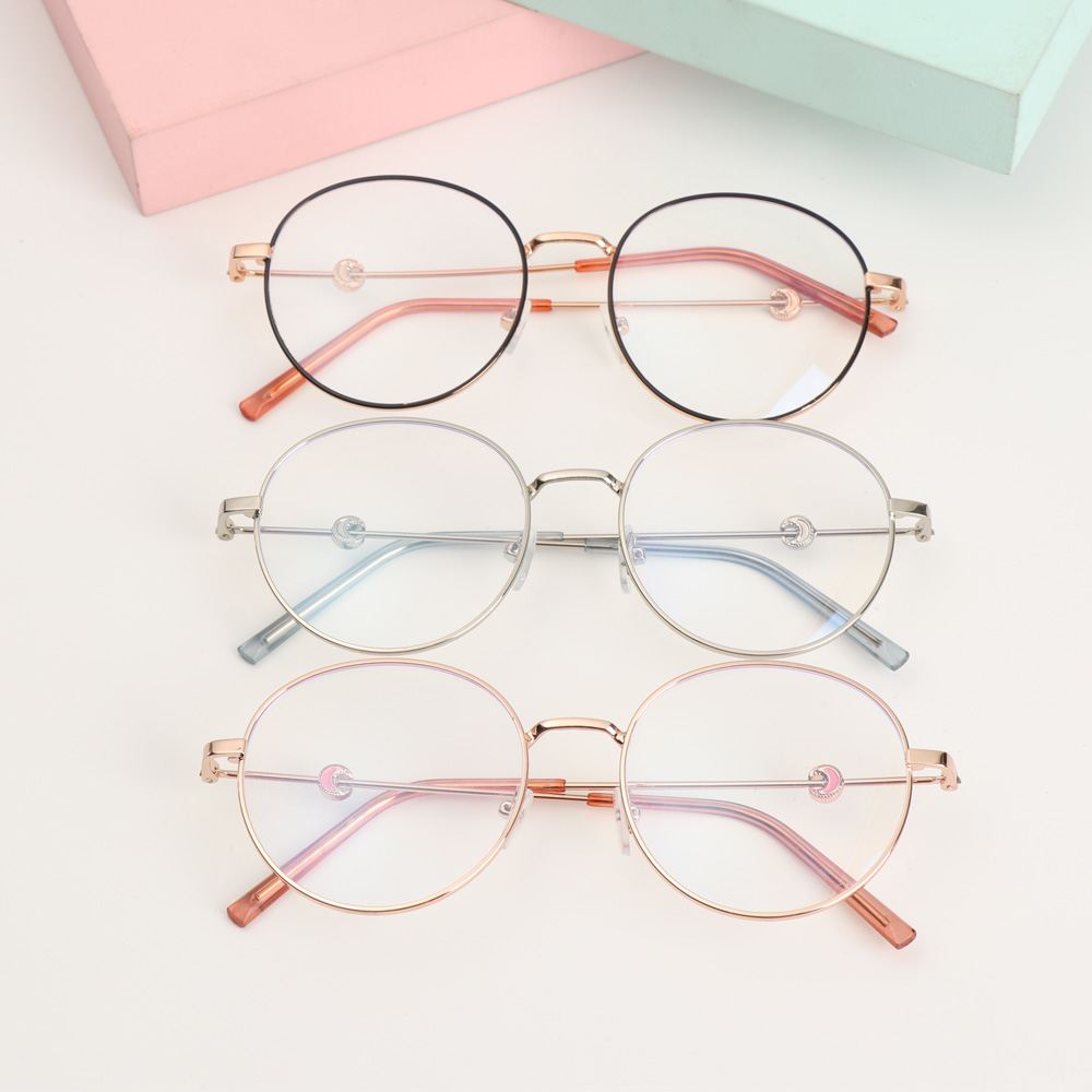 SUBEI Ultralight Flat Mirror Eyewear High-definition Anti-UV Myopia Glasses Reduces Eye Strain Metal Round Frame Unisex Blue Rays Radiation Eyeglasses/Multicolor-8