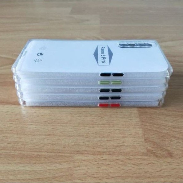 Premium jelly case Oppo Reno 3 Pro Softcase ultra clear + Colour Button Oppo Reno3 Pro