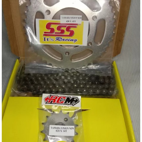 GEAR GER GIR SET CHAIN KIT VIXION NEW NVL DLL PASANG NVA MX KING BISA JG UK 14 43 428HSB X 122L SSS