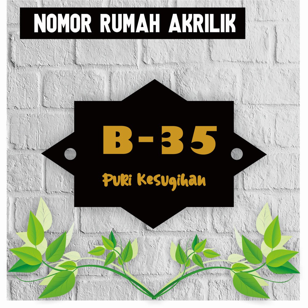 

PAPAN NOMOR ALAMAT RUMAH AKRILIK | NOMOR RUMAH ACRYLIC UKURAN 22x15cm AKRILIK SOLID HN17