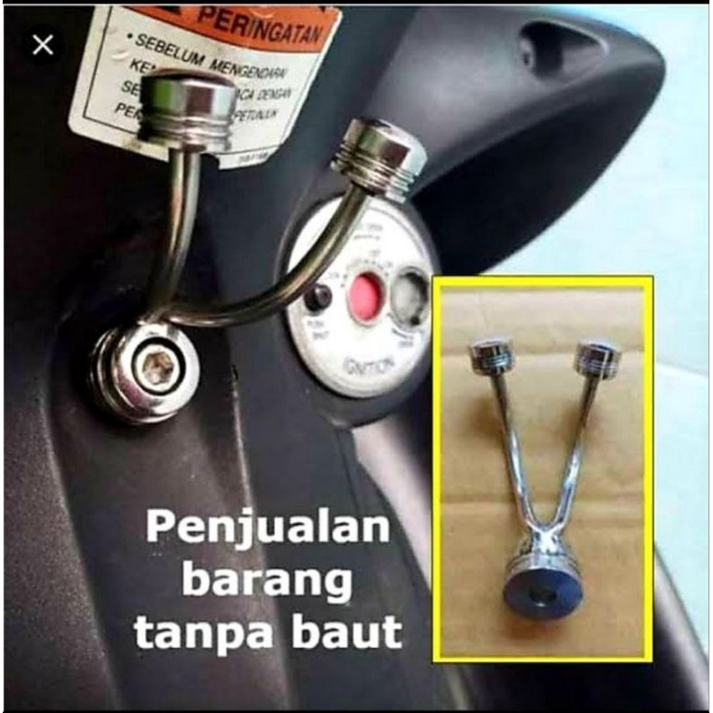 Gantungan Cantolan Barang Hook Universal Y cabang Crome Stainless Stenless besi bebek matic beat mio