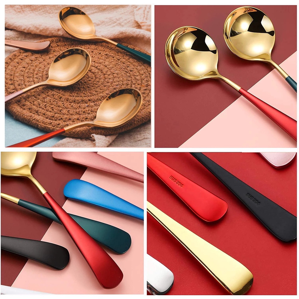 1pc Sendok Sup Dengan Gagang Panjang Bahan Stainless Steel 304 Untuk Dapur