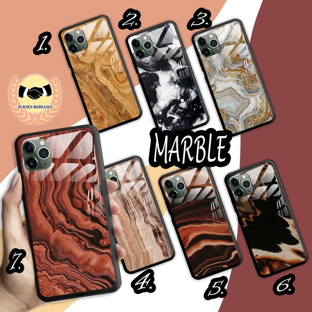 Softcase Back Case Glass Kaca MARBLE Samsung A02s A21 A21S A31 A40 A60 A70 A71 A80 BSB3626