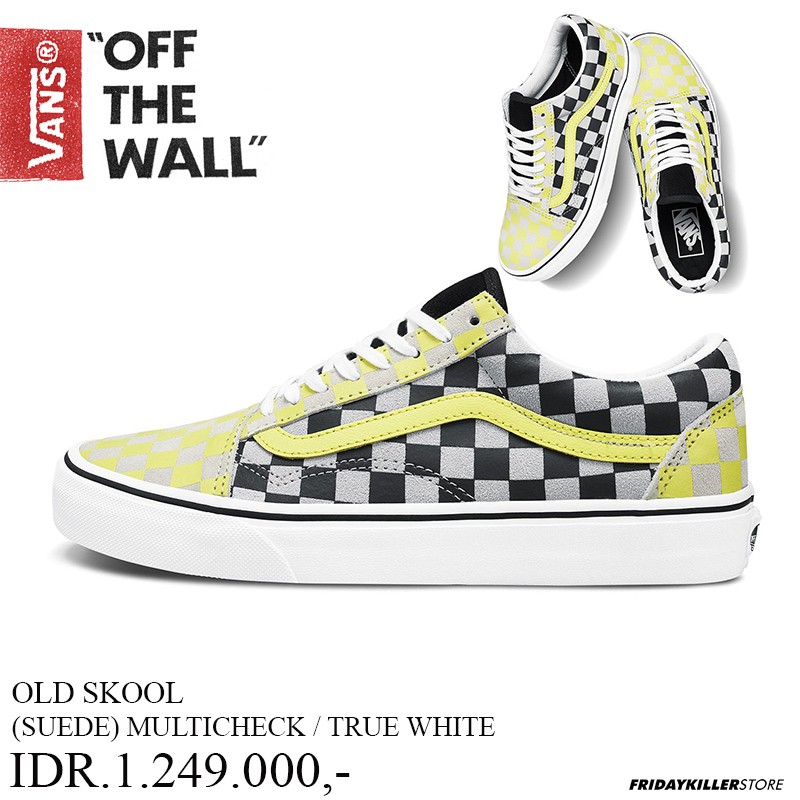 SEPATU VANS OFF THE WALL | OLD SKOOL SUEDE MULTI CHECK TRUE WHITE