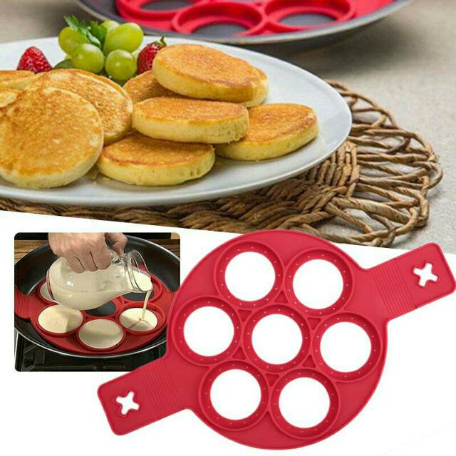 Pancake maker silikon cetakan pancake 7 lubang alas adonan spuit mawar spuit 1M cutter fondant