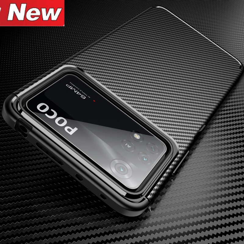 Soft Case Bahan Silikon Tekstur Carbon Fiber Shockproof Untuk Xiaomi Poco X4 Pro 5G