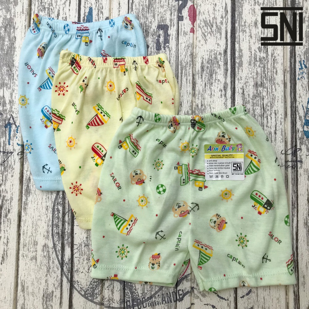 3 Pcs Celana Pendek Bayi Baru Lahir Celana Motif Kualitas SNI Bayi Baru Lahir DNW BABY