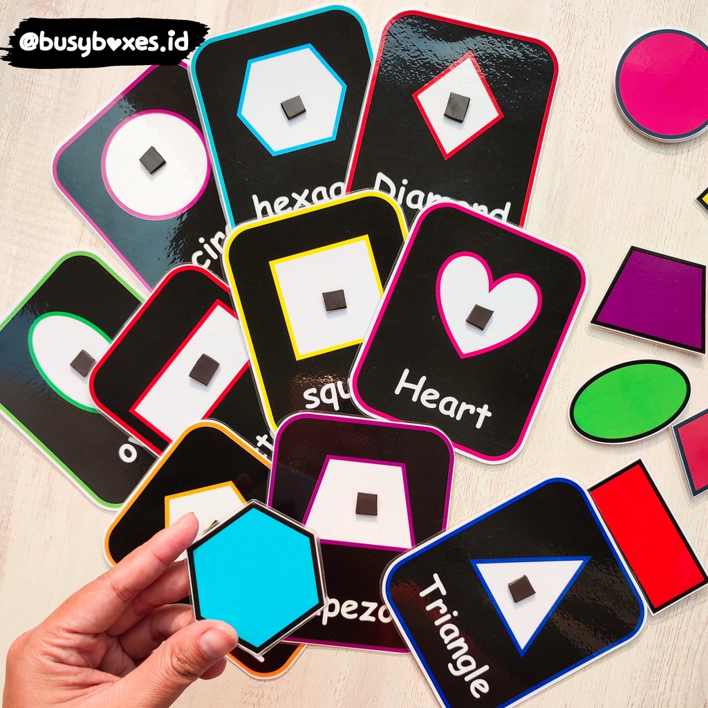 [busyboxes.id] flashcard busypage bentuk geometri / mengenal bentuk dasar / worksheet paud preschool mainan edukasi