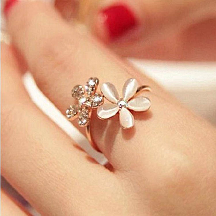 Cincin Bunga Double Daisy Model Korea Terbaru