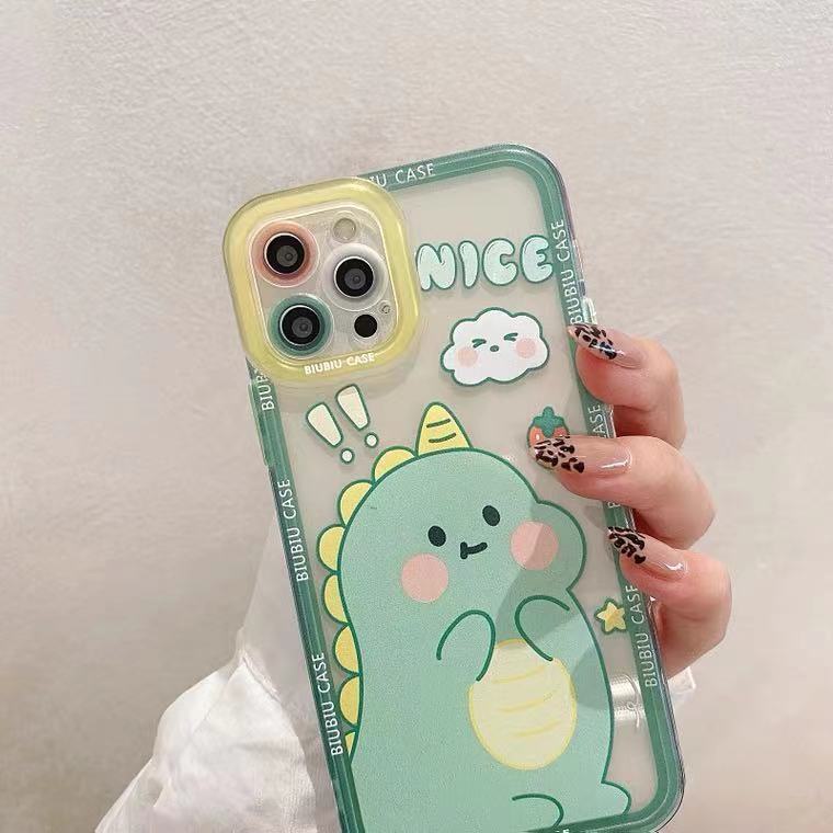 Soft Case TPU Transparan Motif Dinosaurus Untuk Iphone 13 12 11 Pro Max XR XS Max X 6 6s 7 8 Plus