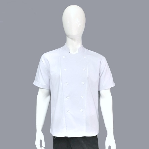 Chef Wear Baju Koki SS Putih (piping putih) S-XXL