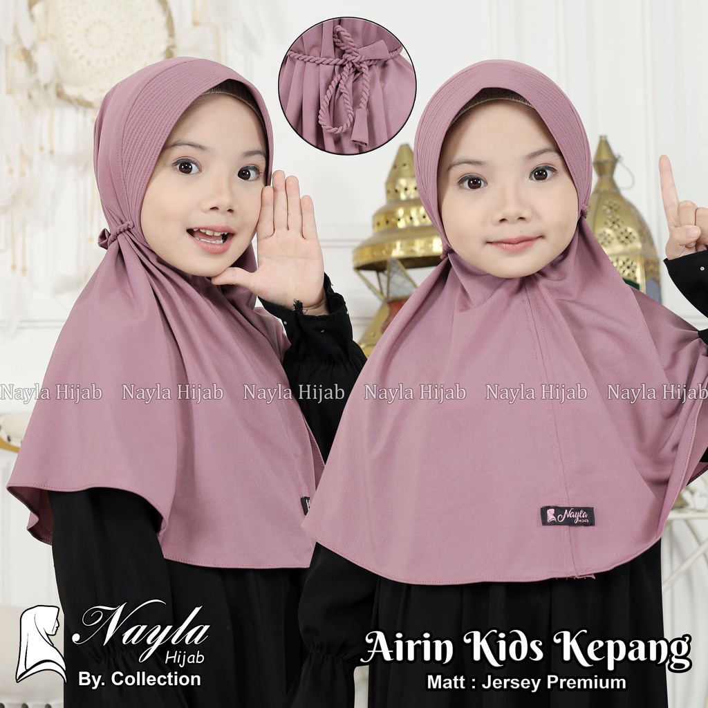 Kerudung Anak Tali Kepang AIRIN KIDS KEPANG Hijab Instan Anak Jersey Airis Terbaru Nayla Hija'b