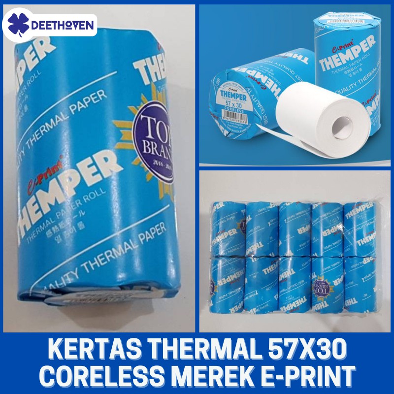 

KERTAS TERMAL THERMAL PAPER 57x30 CORELESS merek E-PRINT