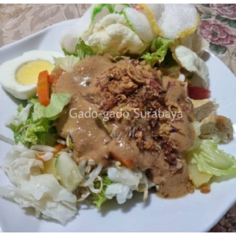 

GADO GADO,, GADO-GADO SIRAM, GADO-GADO KHAS SURABAYA SPESIAL BUMBU KACANG SANGRAI DAN HOMEMADE LONTONG NASI PREMIUM DAUN PISANG