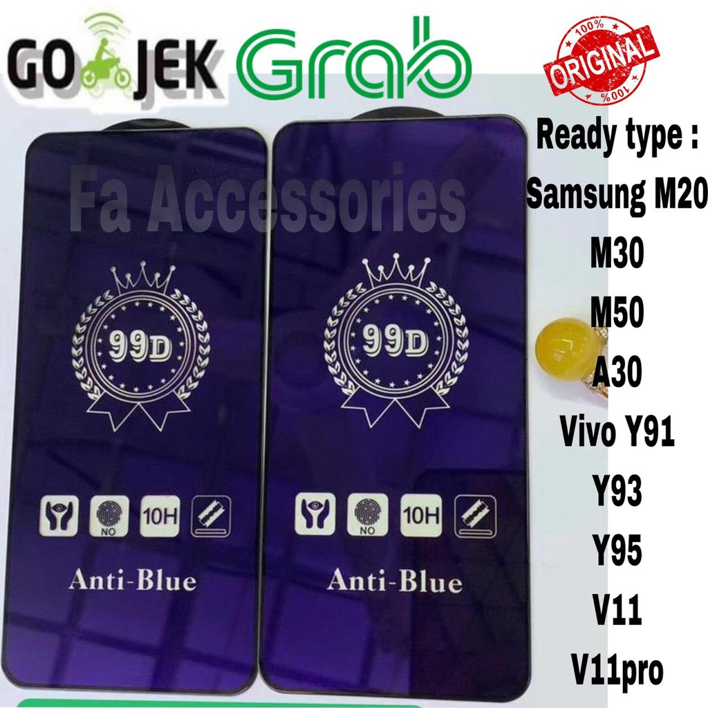 Tempered Glass Anti Blue Light Full 10D Samsung M20 M22 M30 m30s A30 Vivo Y91 y91c Y93 Y95 v9 V11 V11PRO