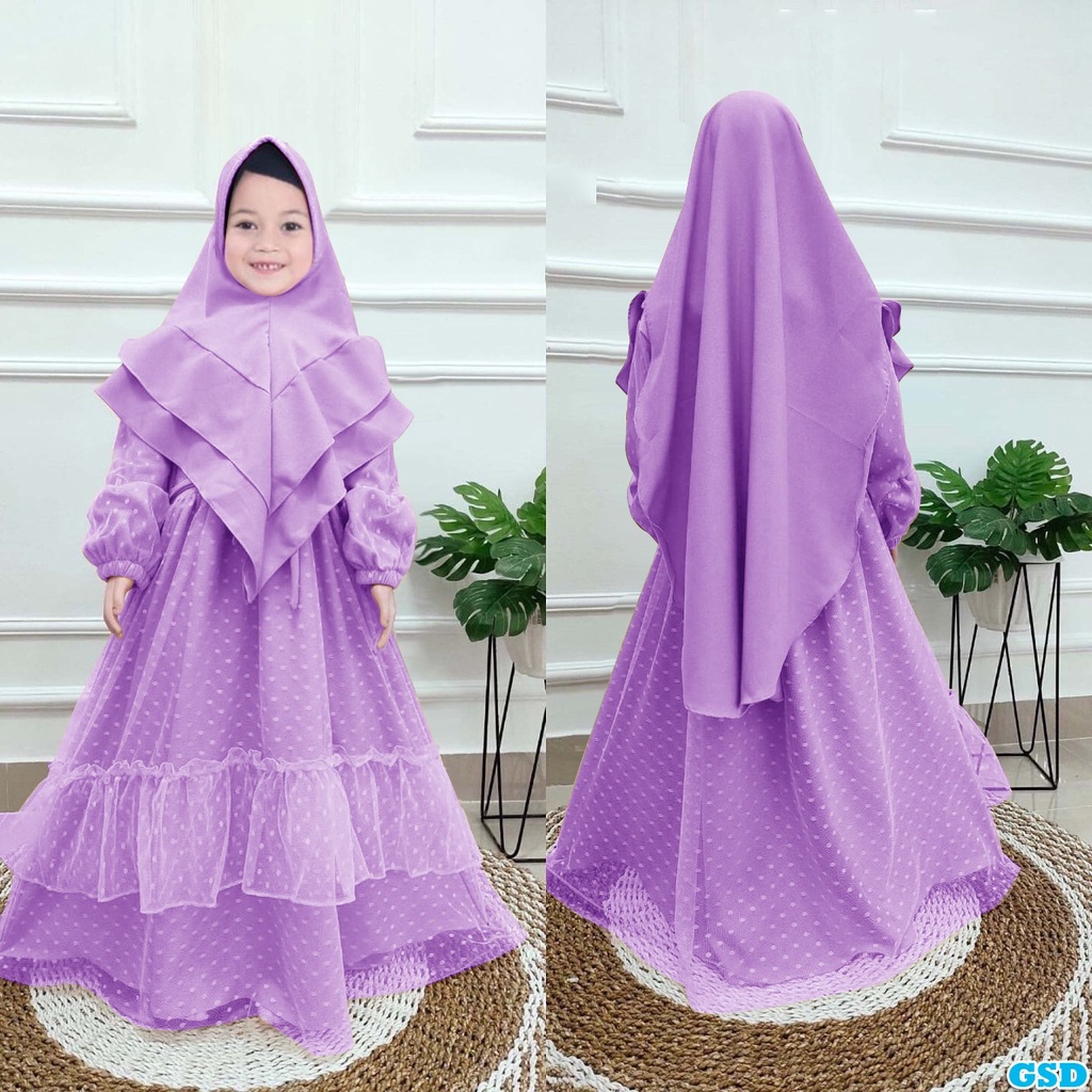 SYARI EMILY KIDS REAL PICT FREE KRUDUNG 3-11 TH/GAMIS ANAK TILE DOT FULL GOOD QUALITY