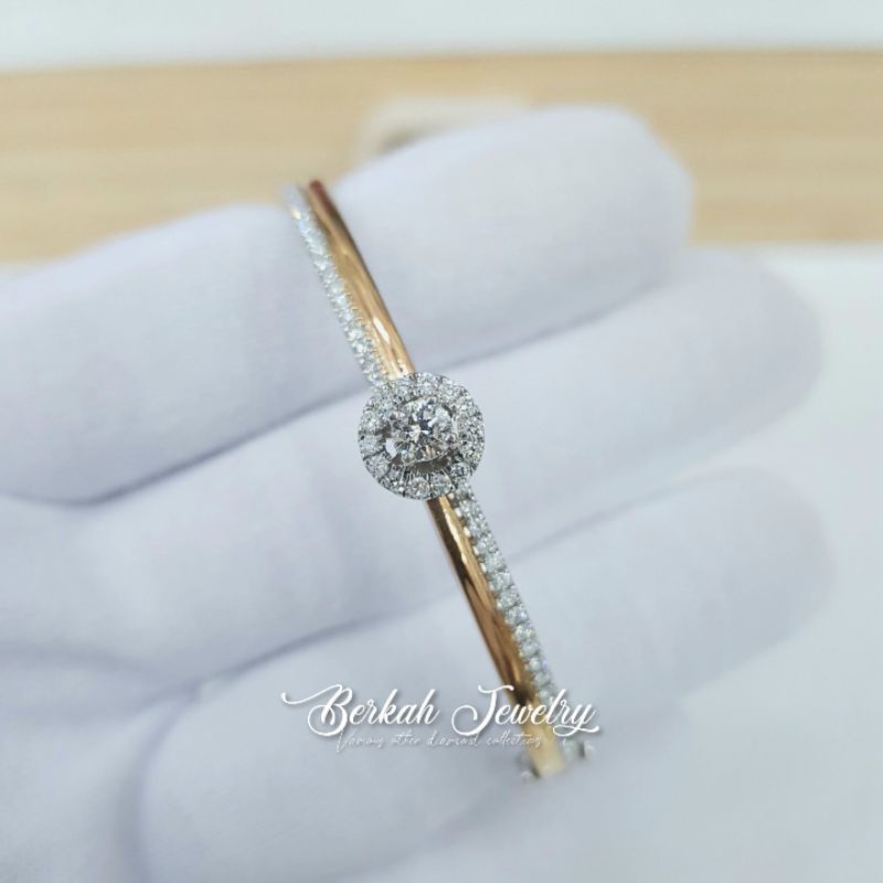 Gelang emas putih berlian asli natural diamond sertifikat