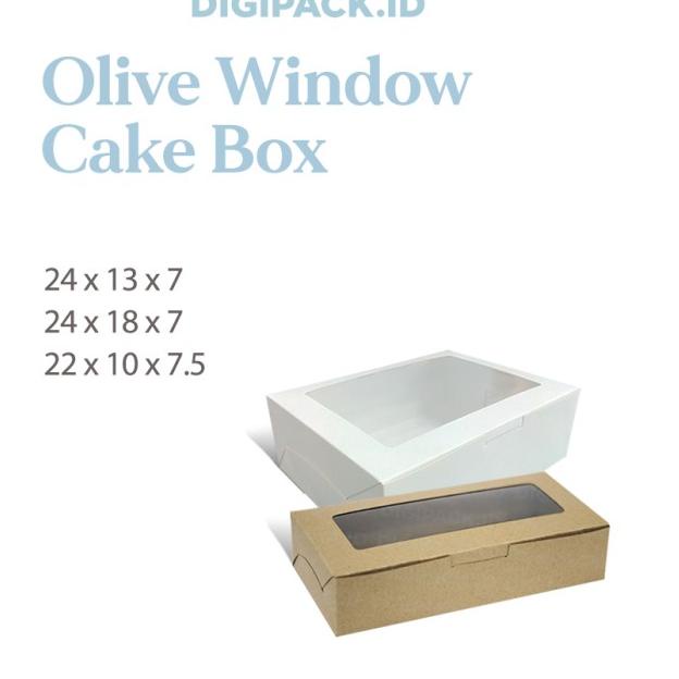 

➷ [Digipack] Olive White Window Cake Box 24 x 18 x 7 | Kotak | Dus Kue ♕