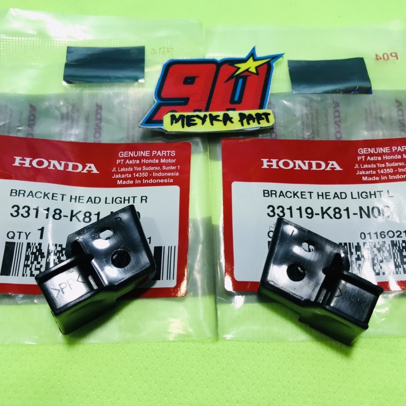 Breket Bracket Dudukan Pengunci Lampu Reflektor Depan Kanan Kiri set Honda Beat k81 2016 2017 2018 2