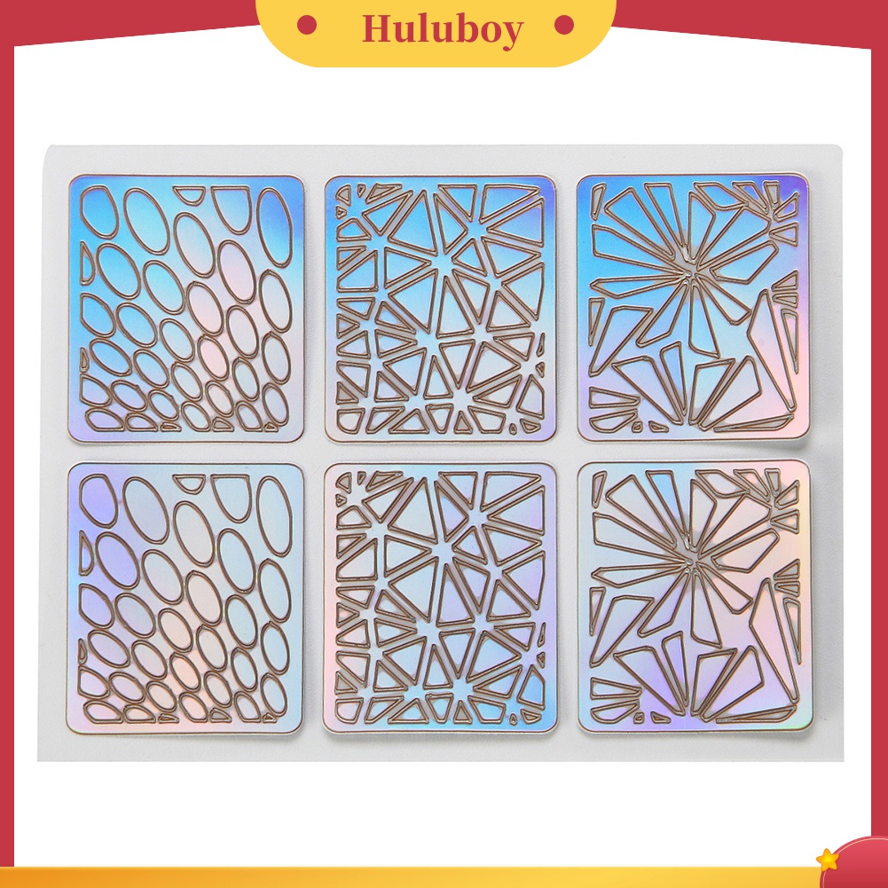 Huluboy Huluboy♡ 6 / 12 / 24 Lembar Stiker Cetakan Stensil Hollow Bahan Vinyl Untuk Nail Art DIY