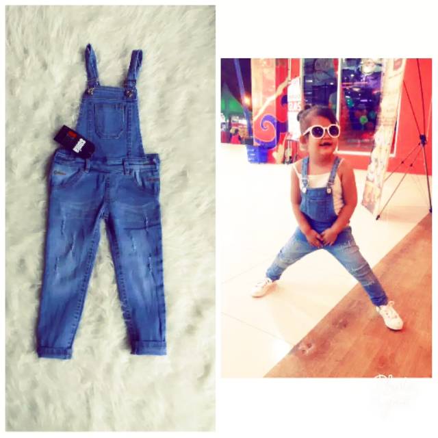 Overall jeans anak cewek baju anak perempuan jumpsuit jeans