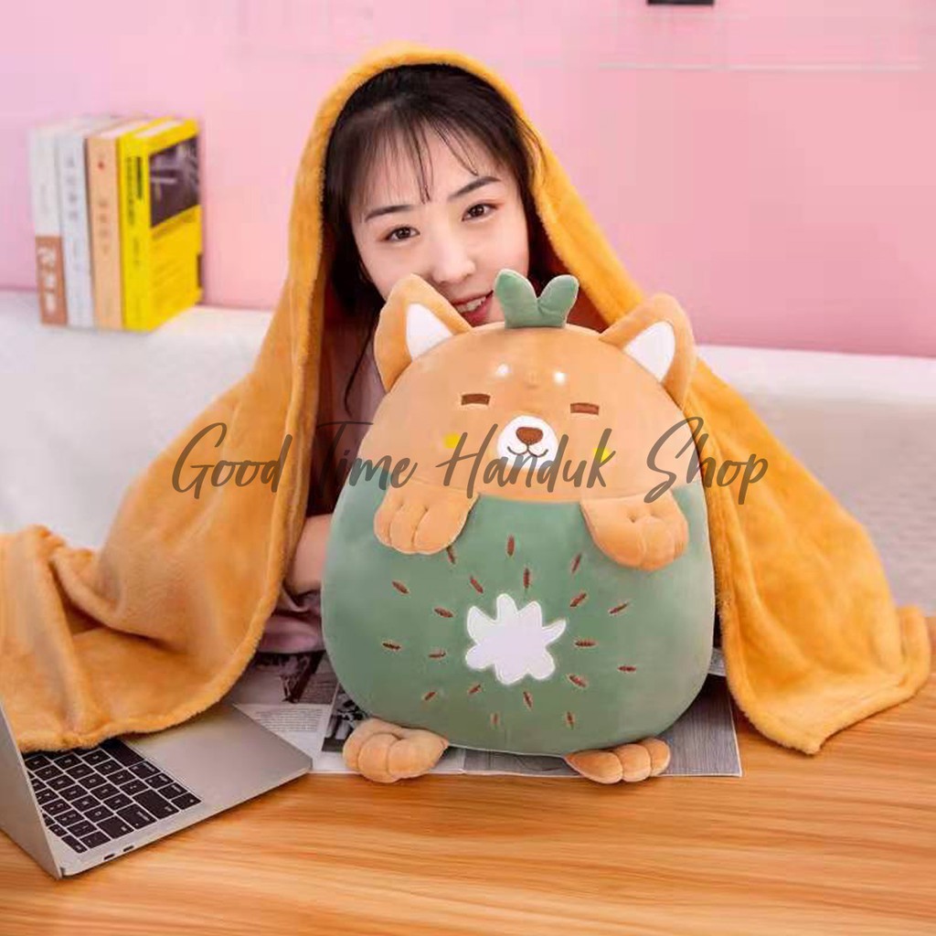 Bantal Selimut / Boneka Selimut Balmut Karakter Buah &amp; Hewan 2 In 1 Bahan Lembut Ukuran Selimut 110 x 160cm