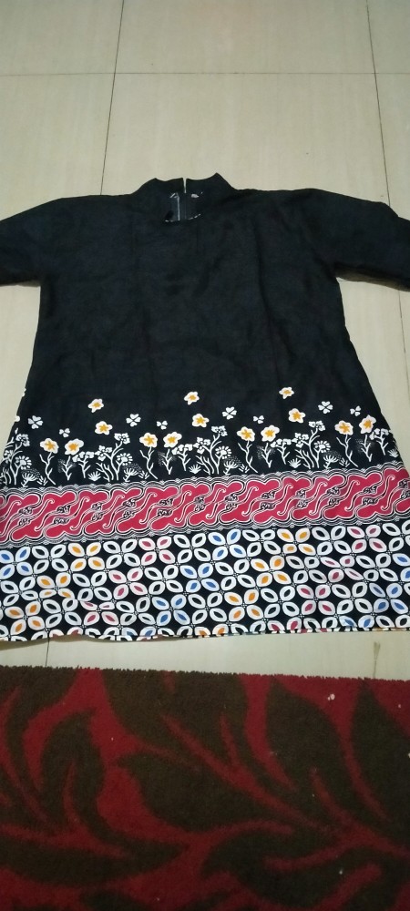 Batik Tunik Shibori Jumputan Terbaru Size S-3l / Hrb026 Yelbor Navbor / Biru Putih