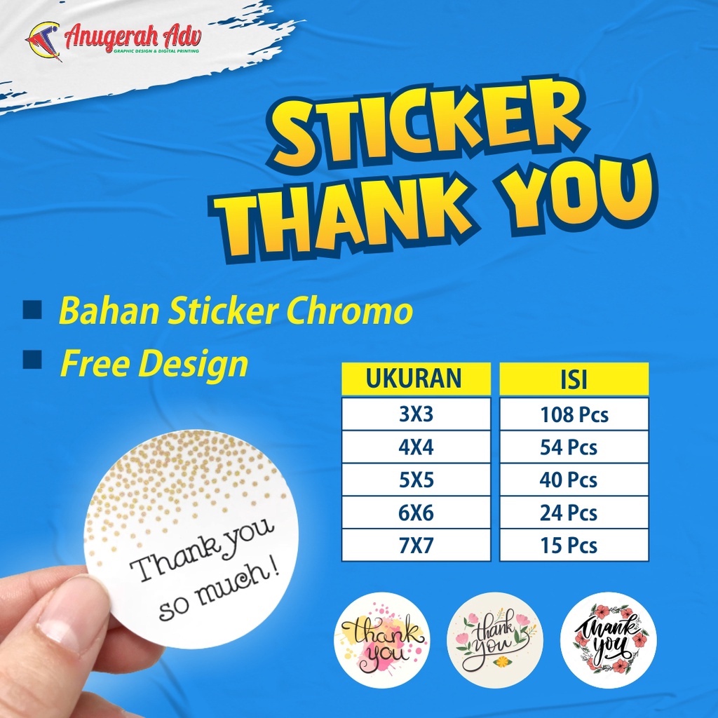 

1 LEMBAR A3+ STICKER THANK YOU | STIKER TERIMAKASIH | STICKER LUCU | STICKER KEMASAN