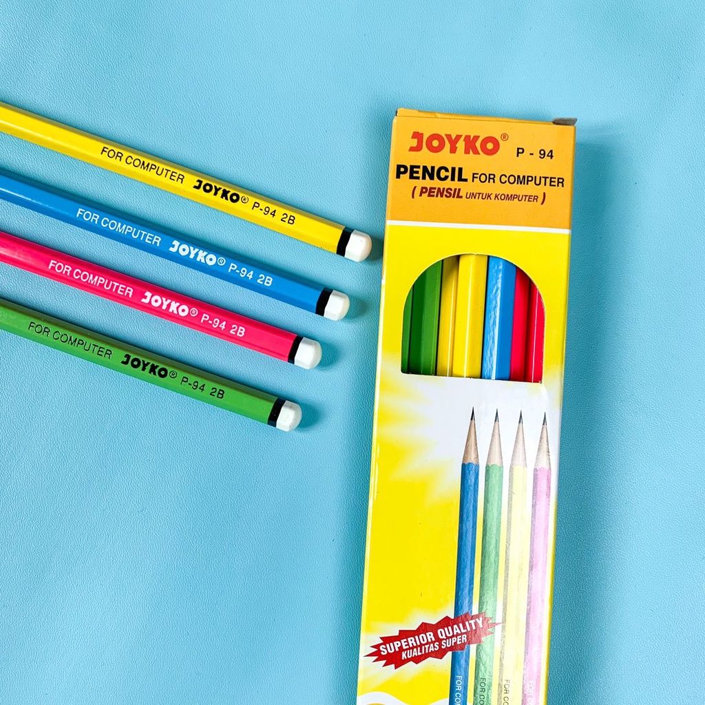 PENSIL JOYKO 2B BATANG KAYU READY 3 MOTIF MODEL WARNA IMPORT TERMURAH ALAT TULIS SEKOLAH ANAK KUALITAS PREMIUM