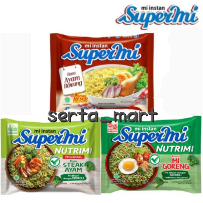 

Supermi Ayam Bawang / Supermi Nutrimi - Mie Instan Rasa Steak Ayam / Mi Goreng 80gr